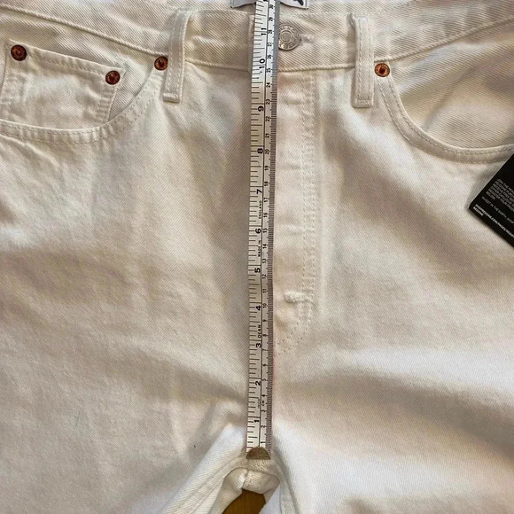 Re/Done Womens High Rise Straight Leg Frayed Hem Cotton 70s Stove Pipe 28 waist - Picture 7 of 12